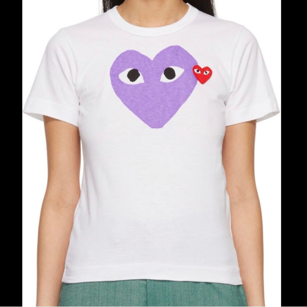 Comme des Garçons PLAY purple and white shirt